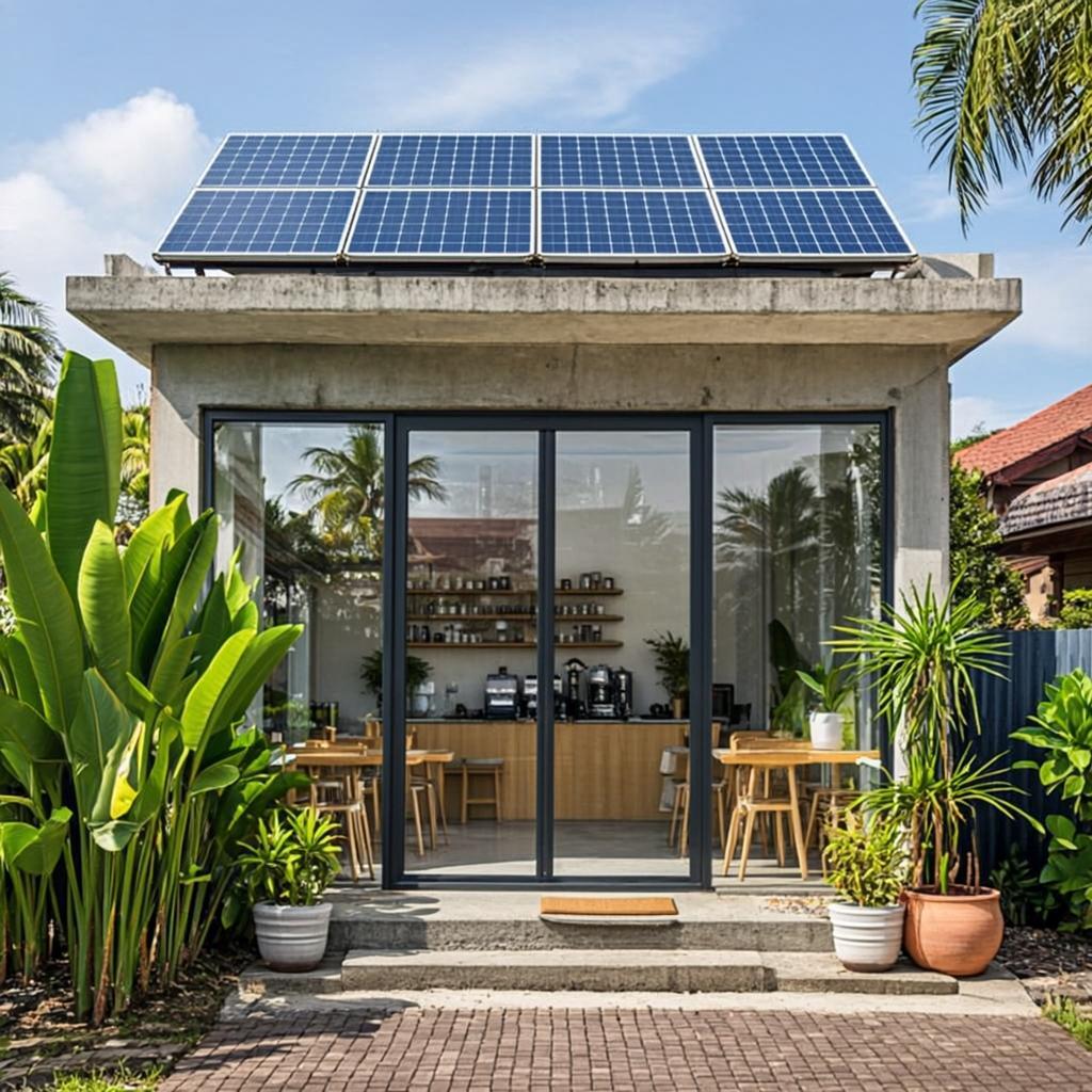 Contoh ilustrasi: Kafe & Workspace β tipe properti bisnis yang dapat dirancang solusi PLTS-nya